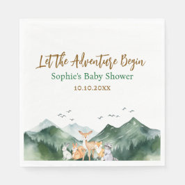 Lass der Adventure Begin Woodland Baby Shower Serviette