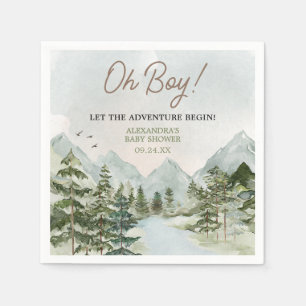 Lass der Adventure Begin Woodland Baby Shower Serviette