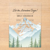 Lass der Adventure Begin Woodland Babydusche Acryleinladungen (Vorderseite)