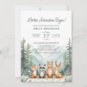 Lass der Adventure Begin Woodland Babydusche Einladung (Vorderseite)