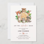 Lass der Adventure Begin Woodland Boy Baby Dusche Einladung (Vorderseite)