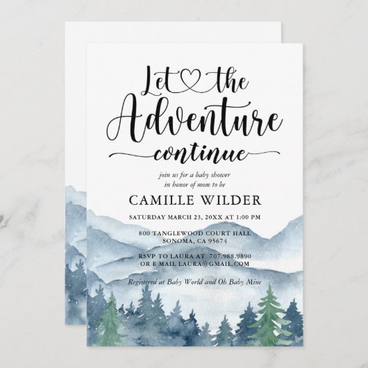 Lass der Adventure Continue Forest Baby-Dusche Einladung (Vorne/Hinten)