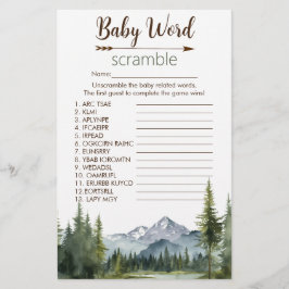 Lass der Adventure Word Scramble Game Baby Shower