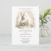 Lass der Baby Begin Bunny Baby Dusche Einladung (Stehend Vorderseite)