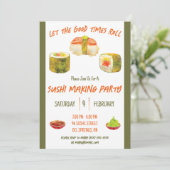 Lass der Good Times Roll, Sushi Themed Party Einladung (Stehend Vorderseite)