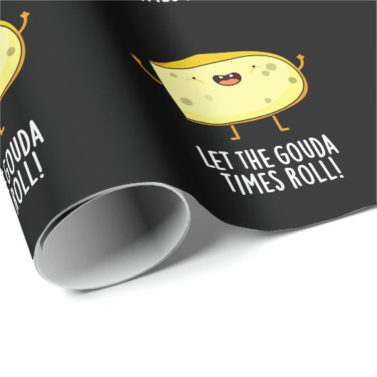 Lass der Gouda Times Roll Funny Cheese Pun Dark BG Geschenkpapier (Rolleneckpunkt)