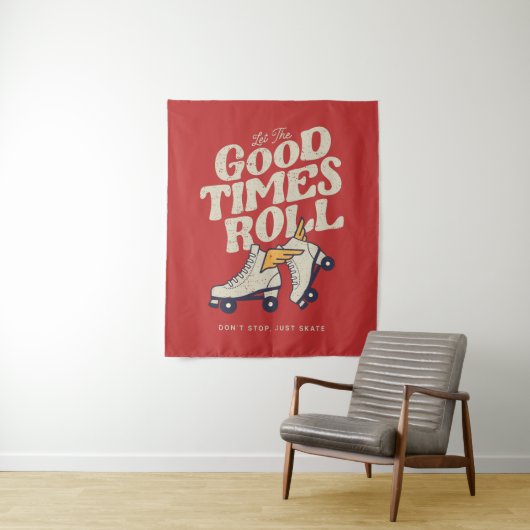 LASS DER GUTEN ZEITEN ROLL 80er RETRO ROLLER SKATE Wandteppich (Beispiel)