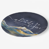 Lass der Hochzeit des Blauen Golfs Pappteller (Schrägansicht)