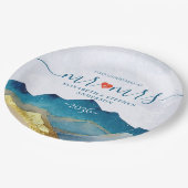 Lass der Hochzeit des Blauen Golfs Pappteller (Schrägansicht)