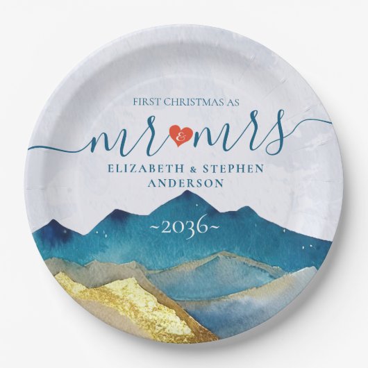 Lass der Hochzeit des Blauen Golfs Pappteller (Vorderseite)