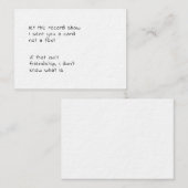 lass der Rekordshow, die ich dir geschickt habe, e Mitteilungskarte (Vorne/Hinten)