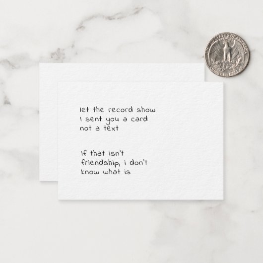 lass der Rekordshow, die ich dir geschickt habe, e Mitteilungskarte (Vorderseite/Rückseite Beispiel)