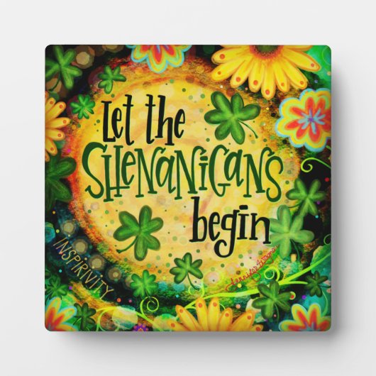 Lass der Shenanigans Begin irischen Kleeblatts Fotoplatte (Vorderseite)