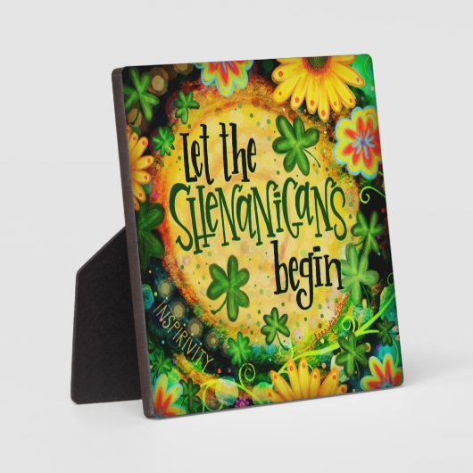 Lass der Shenanigans Begin irischen Kleeblatts Fotoplatte (Vorderseite)