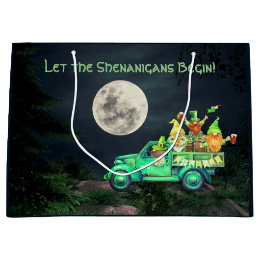 Lass der Shenanigans Begin Irish Gnomes Full Moon Große Geschenktüte (Vorderseite)