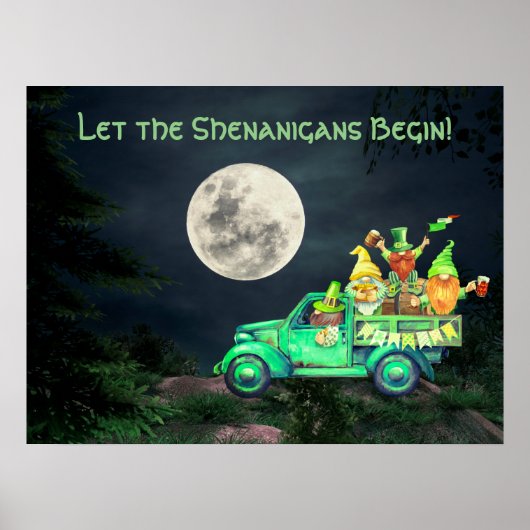 Lass der Shenanigans Begin Irish Gnomes Full Moon Poster (Vorne)