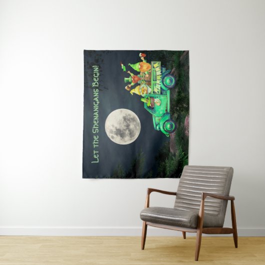 Lass der Shenanigans Begin Irish Gnomes Full Moon Wandteppich (Beispiel)