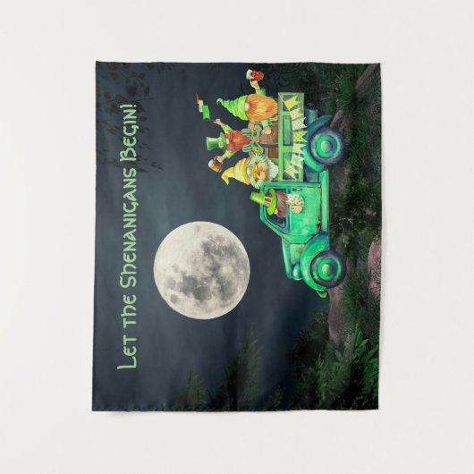Lass der Shenanigans Begin Irish Gnomes Full Moon Wandteppich (Vorderseite)