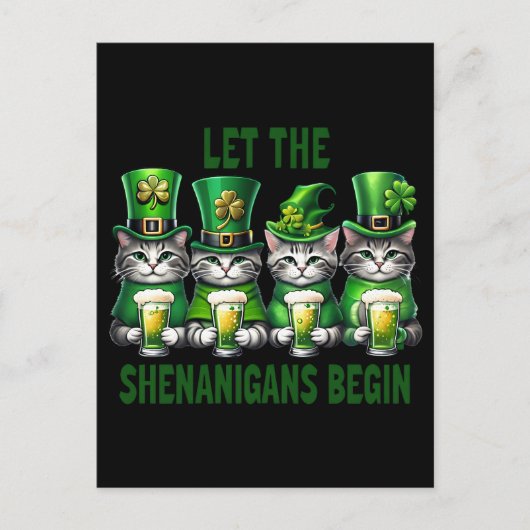 Lass der Shenanigans Begin St Patrick's - Cat Postkarte (Vorderseite)