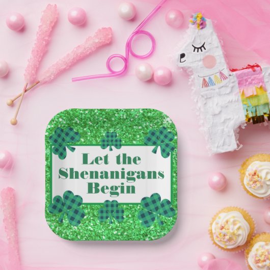 Lass der Shenanigans Beginnen Sie grünes Funkeln K Pappteller (Party)