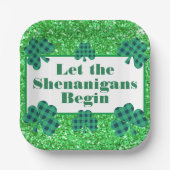 Lass der Shenanigans Beginnen Sie grünes Funkeln K Pappteller (Vorderseite)
