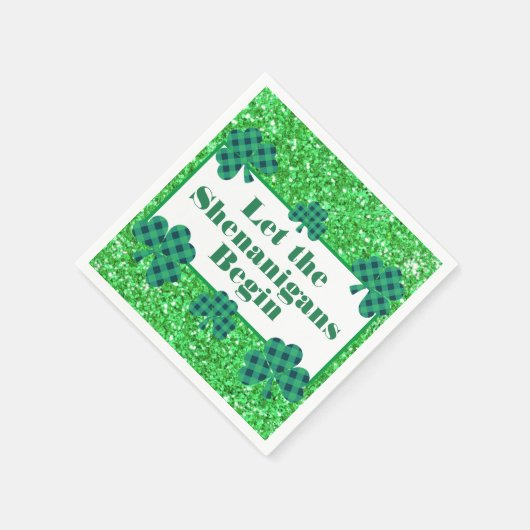 Lass der Shenanigans Beginnen Sie grünes Funkeln K Serviette (Ecke)