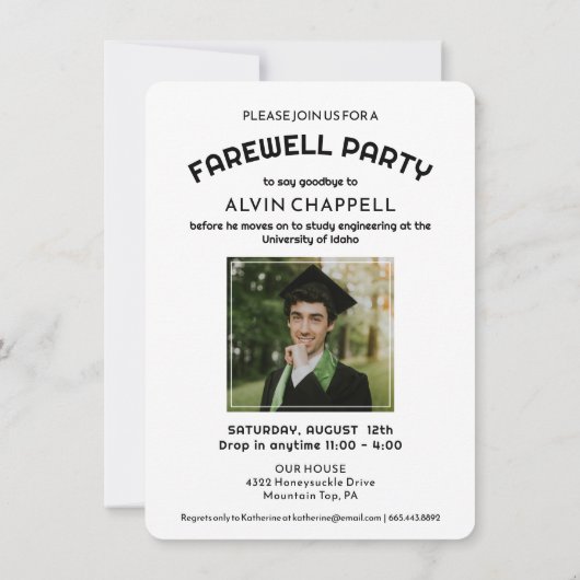 Lass des Abenteuer Begin Graduate Going Away Party Einladung (Rückseite)