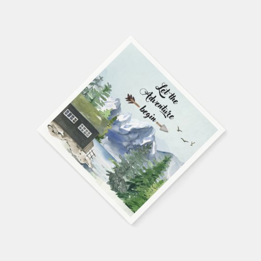 Lass des Abenteuers Begin Rustikale Wasserfarbe Serviette (Ecke)