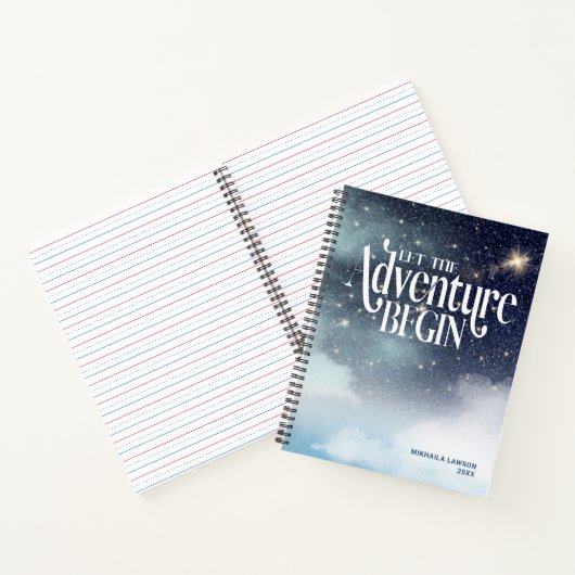 Lass des Abenteuers Begin Starry Night Celestial Notizblock (Innenseite)