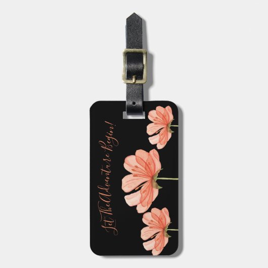 Lass des Abenteuers Begin Vacation Floral Gepäckanhänger (Vorderseite vertikal)