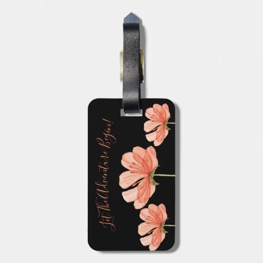 Lass des Abenteuers Begin Vacation Floral Gepäckanhänger (Rückseite vertikal)