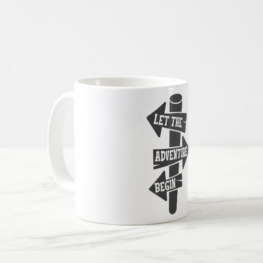 Lass des Abenteuers Begin Wegweiserung Kaffeetasse (Vorderseite Links)