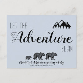 Lass des Abenteuers Begin Woodland Bears Schwanger Ankündigungspostkarte