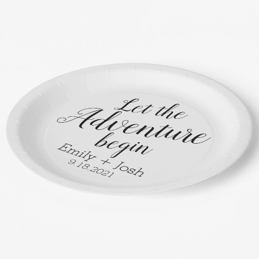 Lass des Abenteuers beginnen benutzerdefinierte pe Pappteller (Schrägansicht)