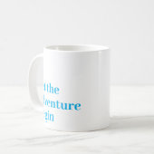 Lass des Abenteuers beginnen Blue Script Monogram Kaffeetasse (Vorderseite Links)