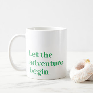Lass des Abenteuers beginnen Green Script Monogram Kaffeetasse