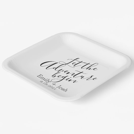 Lass des Abenteuers beginnen moderne personalisier Pappteller (Gewinkelt)