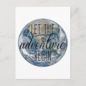 Lass des Abenteuers beginnen Tasse, Zitat Postkarte (Vorderseite)