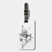 Lass des Abenteuers beginnt Silver World Map Gepäckanhänger (Vorderseite vertikal)