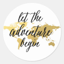 Lass des Abenteuers Gold und Weiß Aufkleber anfang