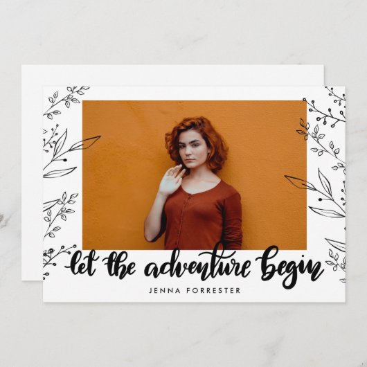 Lass des Abenteuers | Graduate-Blätter Einladung (Vorne/Hinten)