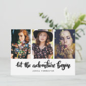 Lass des Abenteuers | Graduate Foto Einladung (Stehend Vorderseite)