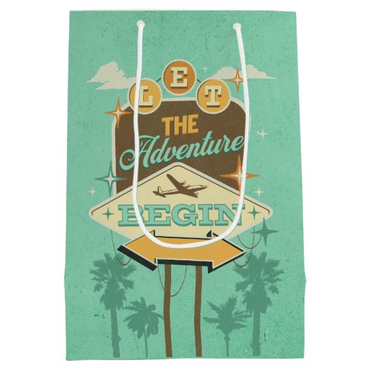 Lass des Abenteuers mit Retro-Design Mittlere Geschenktüte (Rückseite)
