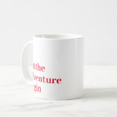 Lass des Abenteuers Red Script Monogram Kaffeetasse (Vorderseite Links)