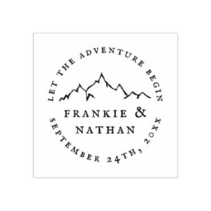 Lass des Abenteuers   Rustikal Save the Date Gummistempel