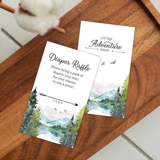 Lass des Adventure Begin Baby Shower Diaper Raffle Begleitkarte