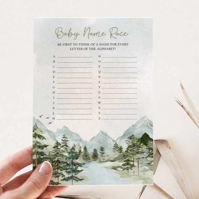 Lass des Adventure Begin Baby Shower Name Race Gam (Let the Adventure Begin Baby Shower Game)