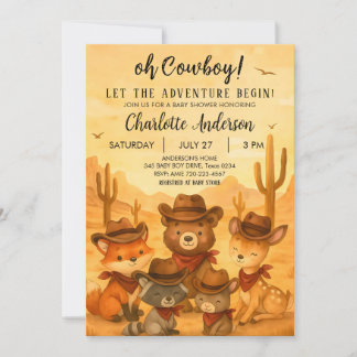 Lass des Adventure Begin Cowboy Baby Shower Boy Einladung