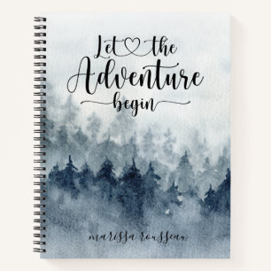 Lass des Adventure Begin Custom Watercolor Forest  Notizblock