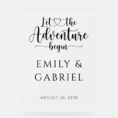 Lass des Adventure Begin Custom Wedding Acrylschild (Vorderseite)